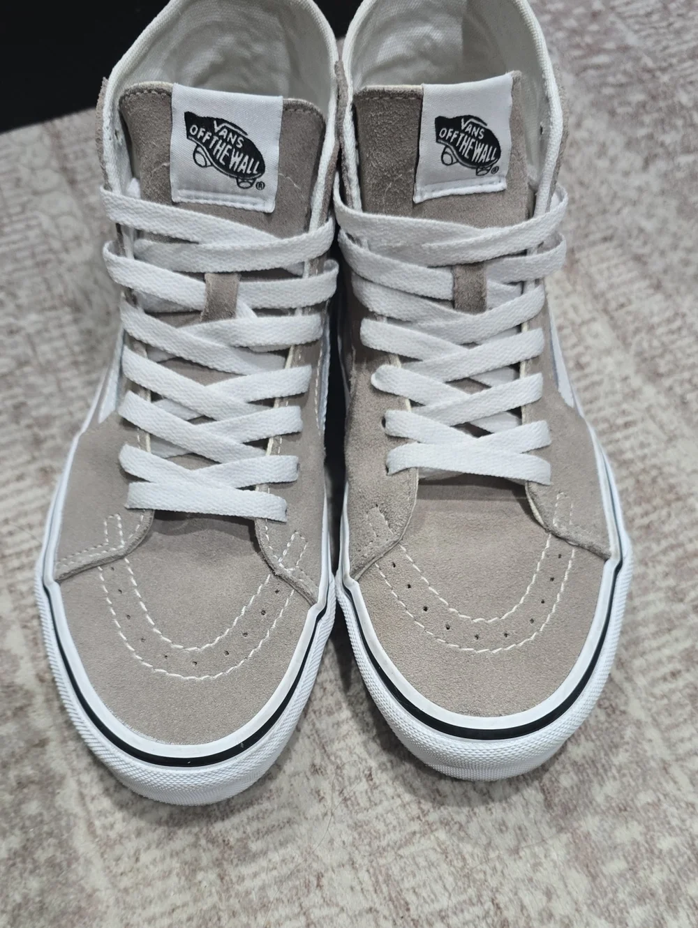 Vans Sk8-Hi Suede High-Top Sneakers Taupe & White, Mens 6 Womens 7.5 Barely Used